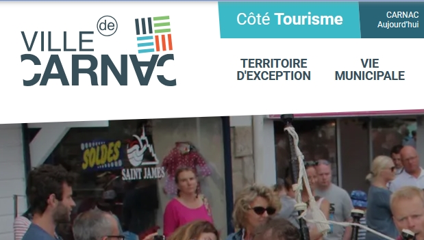 ausschnitt der website von carnac, bretagne