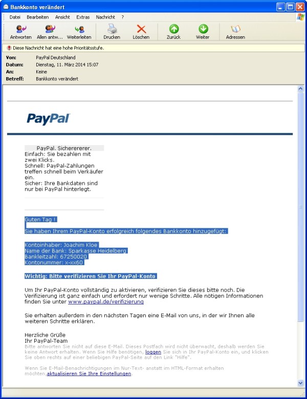 PayPalPhishing März 2014