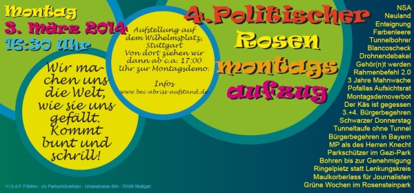 Flyer für den Rosen-Montagsdemo-Umzug 